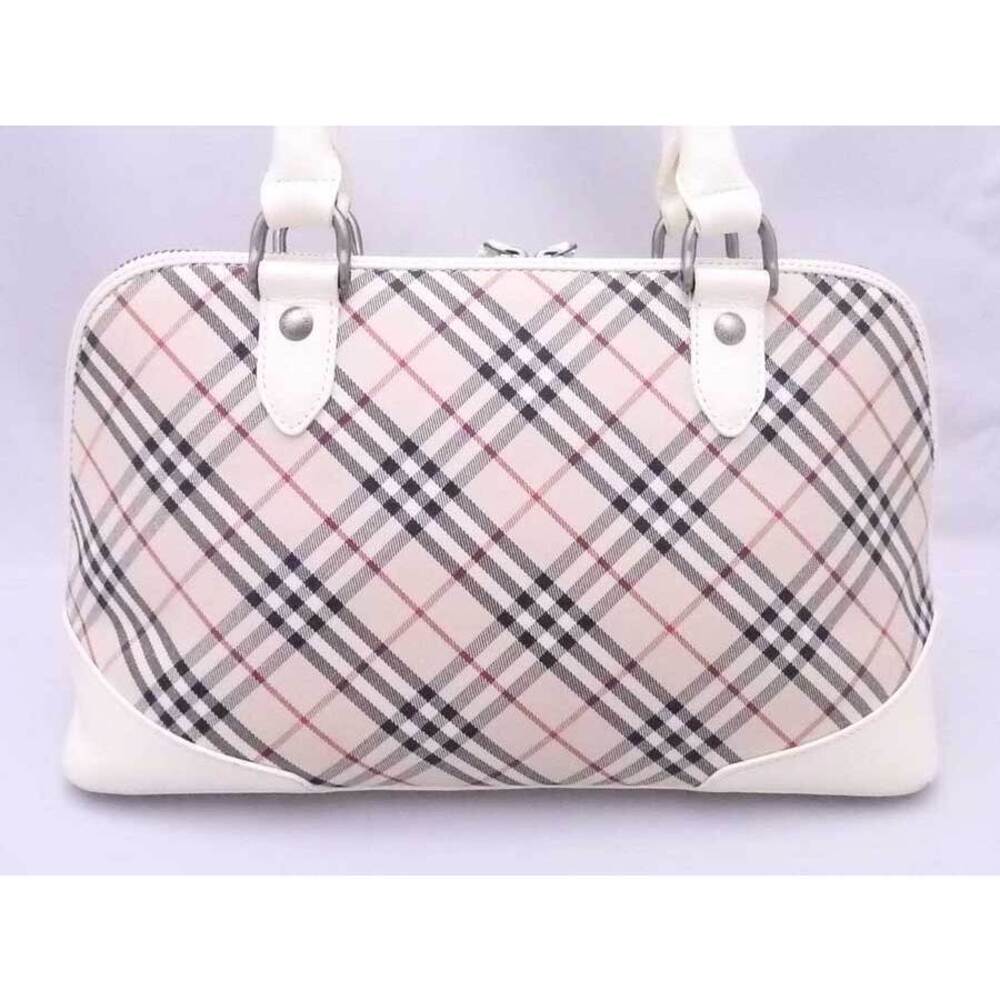 Burberry Nova Check Canvas Leather Handbag Beige Tan White - Picture 2 of 4